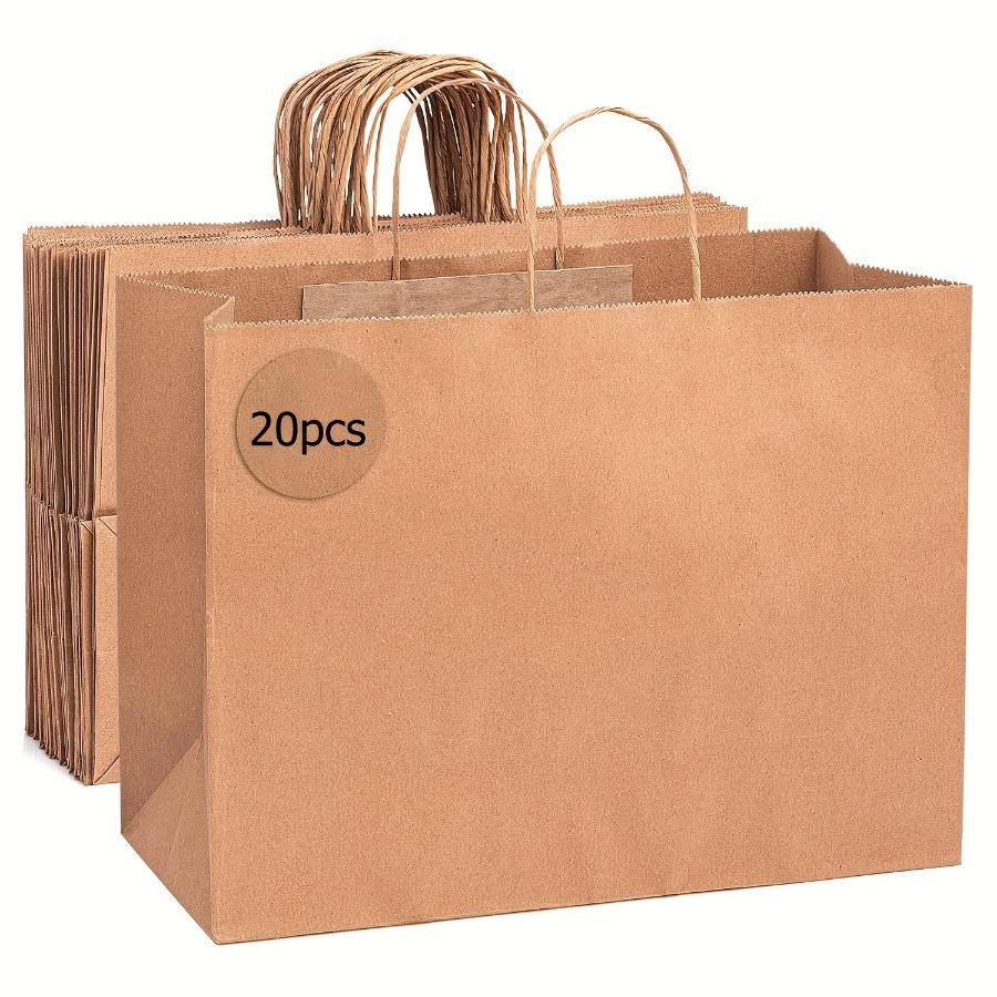 Große Geschenktüten aus Kraftpapier mit Henkeln, Umweltfreundliche braune Einkaufstüten für Einzelhandelsgeschäfte, Kleinunternehmen und Partyzubehör