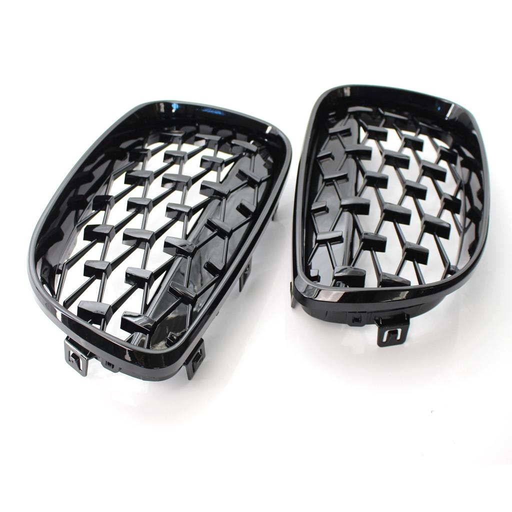2PCS For BMW 1 Series E87 E81 E82 E88 2008-2011 Left&Right Diamond Style Grille Car Grille Front Bumper Kidney Grill ABS Parts