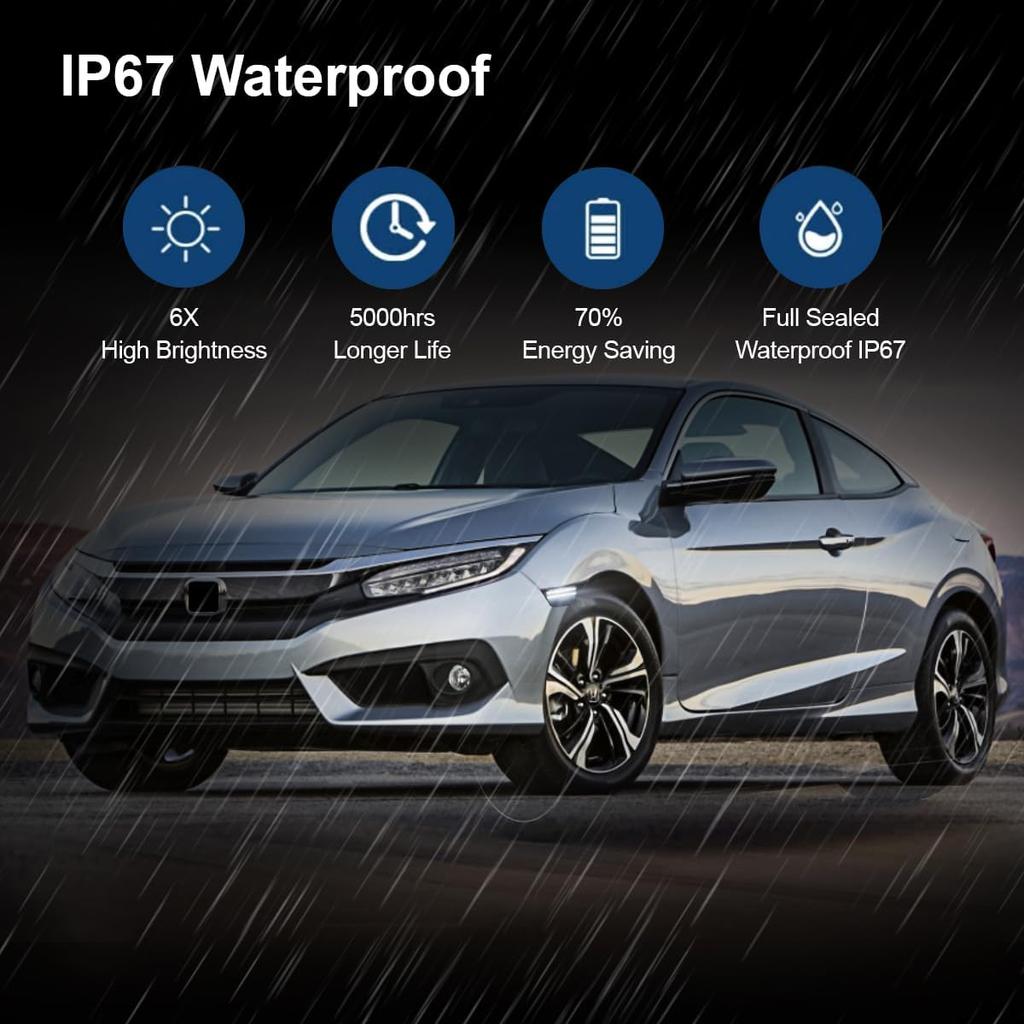 D-Lumina LED Side Marker Lights Smoked Lens White For Honda Civic 2016- 10Th Gen Civic Sedan Coupe Hatchback, Front Bumper Fender Side Marker Light,