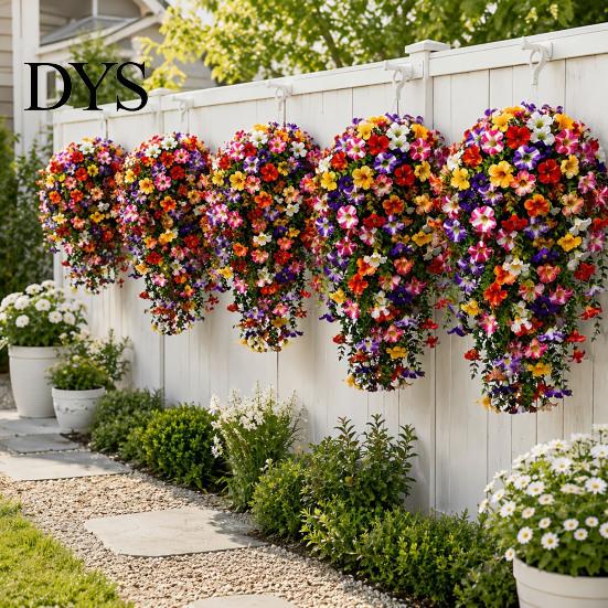 Realistic Artificial Plant Decor 10/16Pcs Hanging Flowers, Faux Morning Glory Vine with Eucalyptus, UV Resistant Greenery for Office Fake Plants