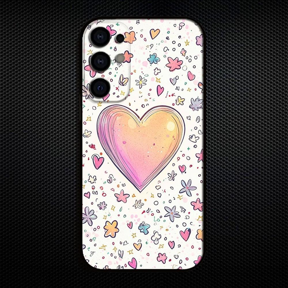 Heart Pattern Phone Case For Samsung S25/S24/S23/S22/S21/S20/Plus,Fe,Lite/Others Black Cover