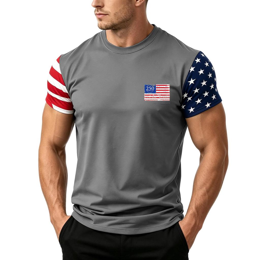 Men's Independence Day Flag Print Short Sleeve T-Shirt, Loose Casual Daily Summer Tops