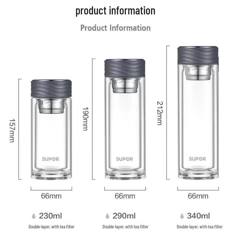 Supor Qin Series Double-Layer Heat-Resistant Glass Cup