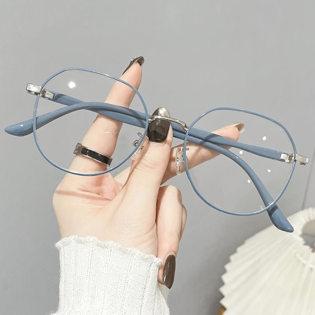 1 Pair of Chic Milk Coffee-Colored Round Glasses for Students - Sleek PC Frame & Lens Anti-Blue Light Protection