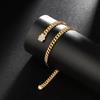 Gold Necklace Jewelry Stainless Steel Diamond Clasp Cuban Link Gold Plated Chain  for Men