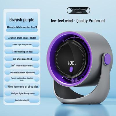 Rechargeable Silent Wall-Mount Fan for Kitchen and Bathroom