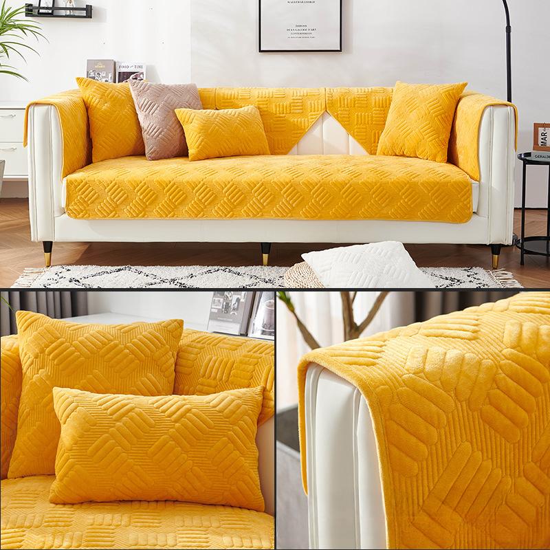 Zimní plyšový polštář na pohovku Jednoduchá moderní protiskluzová látka Polštář na pohovku Potah na pohovku Slipcover