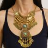 Classic Gold Silver Finish Coin Tassel Necklace With Geometric Pendant For Festival Wear