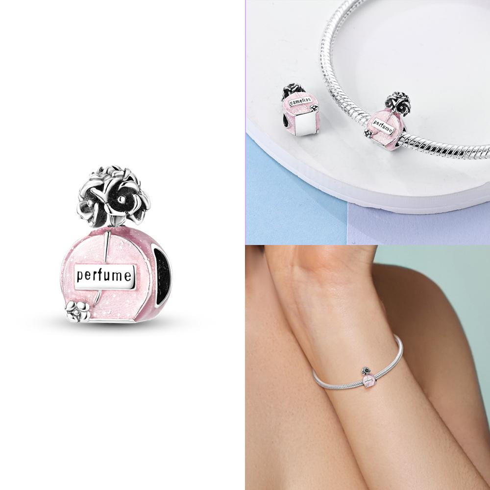 New Charms Bead Copper Pink Butterfly Luminous Firefly Dangle Fit Bangle Bracelet Necklace Diy Jewelry Women Gift