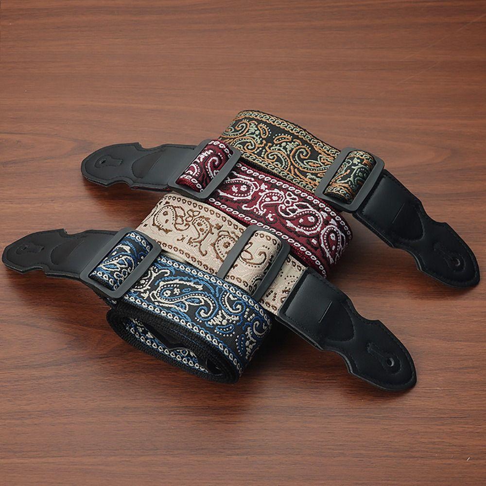 Ethnic Style Guitar Crossbody Strap Embroidery Ukulele Straps Belt Durable Guitar Strap Bass