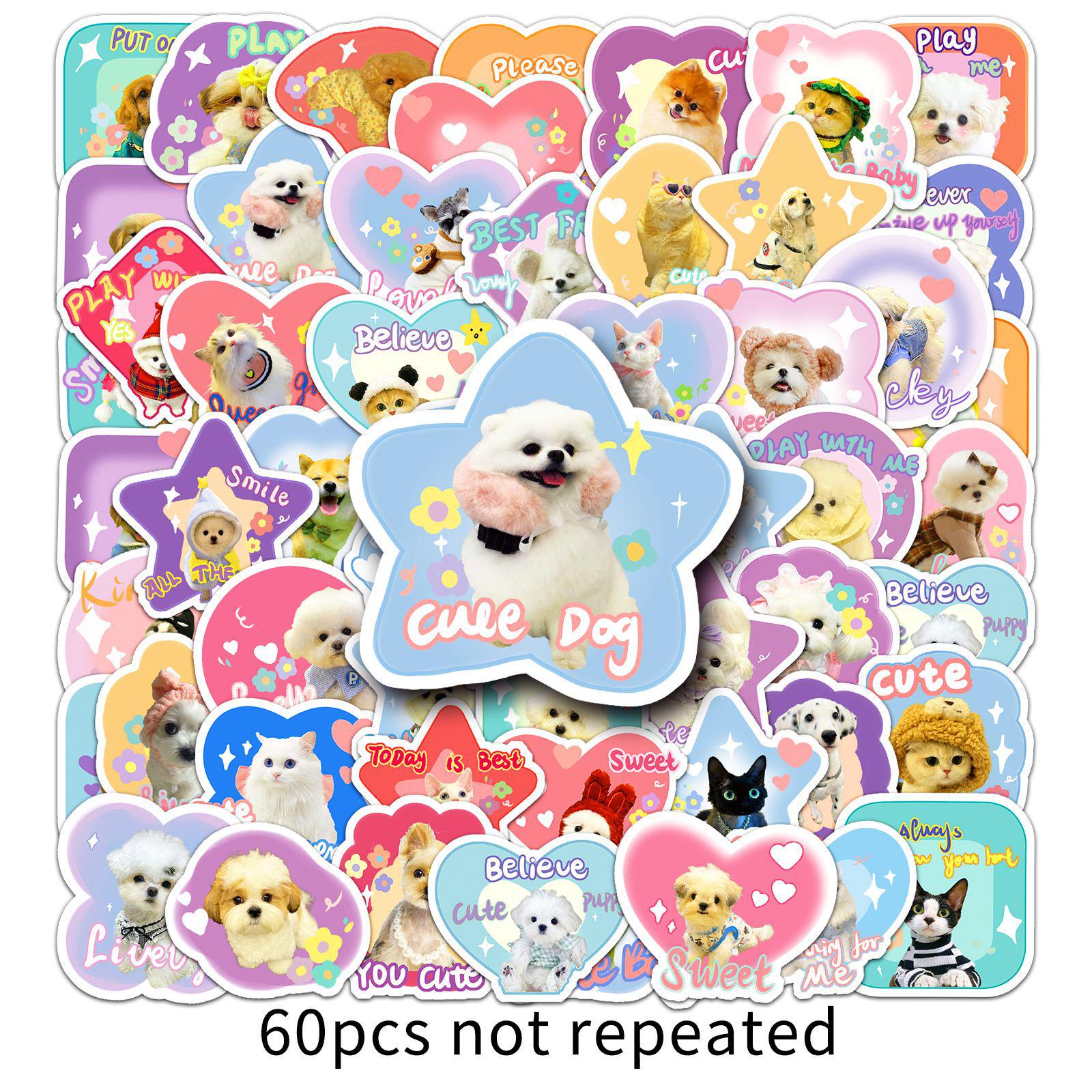 60 Sheets of Cute Pet Emoji Stickers - Waterproof Animal Designs for Journals & Phone Cases
