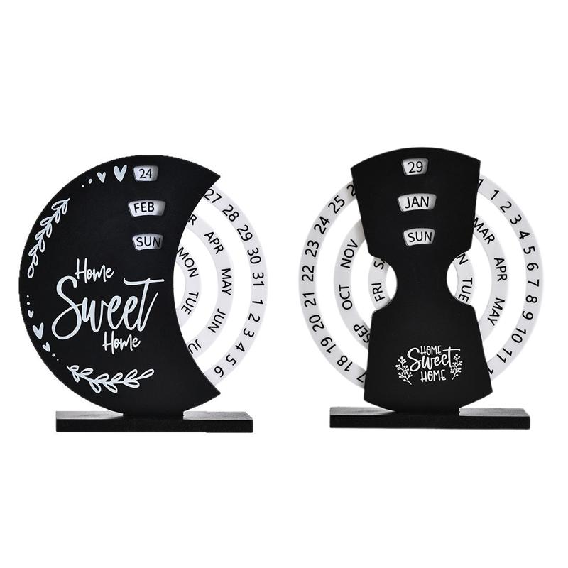 Perpetual Calendar, Wooden Disc Perpetual Desk Calendar, Wooden Disc Calendar, Manual Rotating Wooden Block Calendar For Home