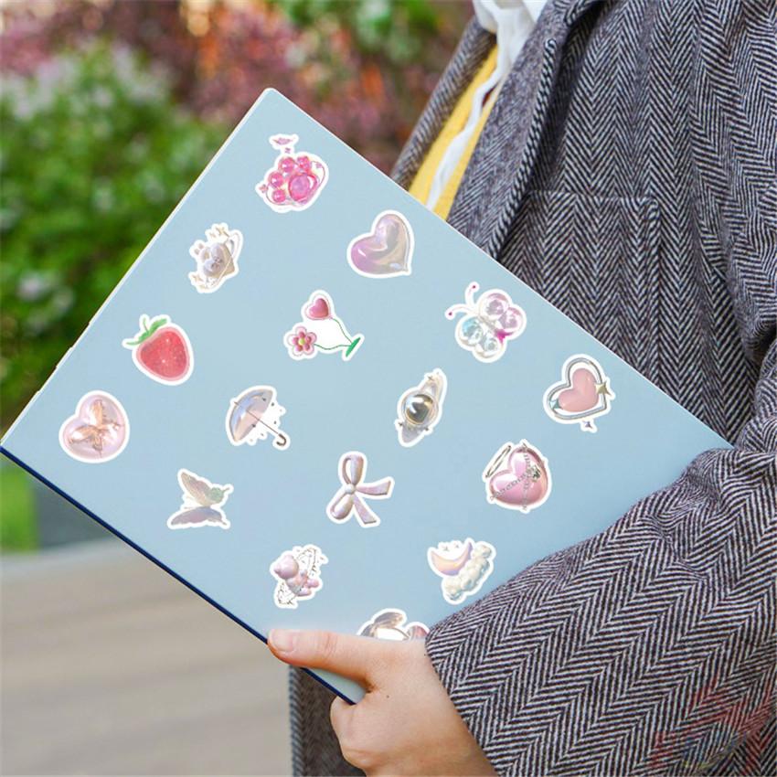 100Pcs/Set Baby Pink Dazzling Art Mini Stickers DIY Fashion Decals Stickers