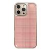 Pink Check Pattern Suitable for 16 Apple 15 Promax Mobile Phone Case Iphone 14 Drop Glue 13 Korean Sweet 15 Huawei Hard
