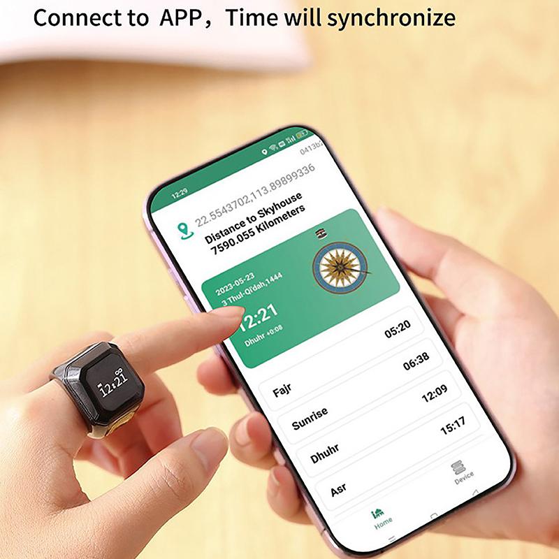 Plastik Smart Zikr Ring Tasbih Zähler Digitaler Zähler Für Muslime 5 Gebetszeit Vibrationserinnerung Bluetooth