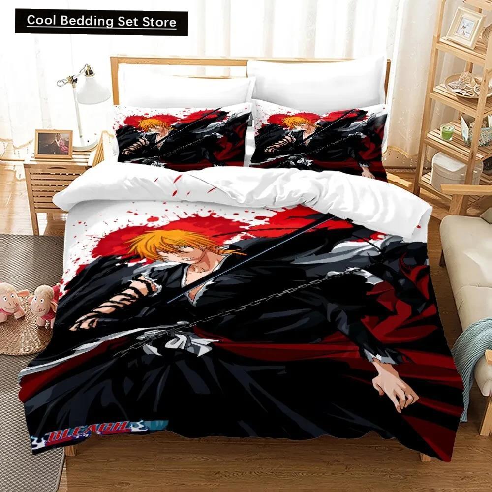 3D Anime Bleach Kurosaki Ichigo Duvet Cover Pillowcase Bedding Set Double Twin Full Queen King Adult Kids Bedclothes Quilt Cover