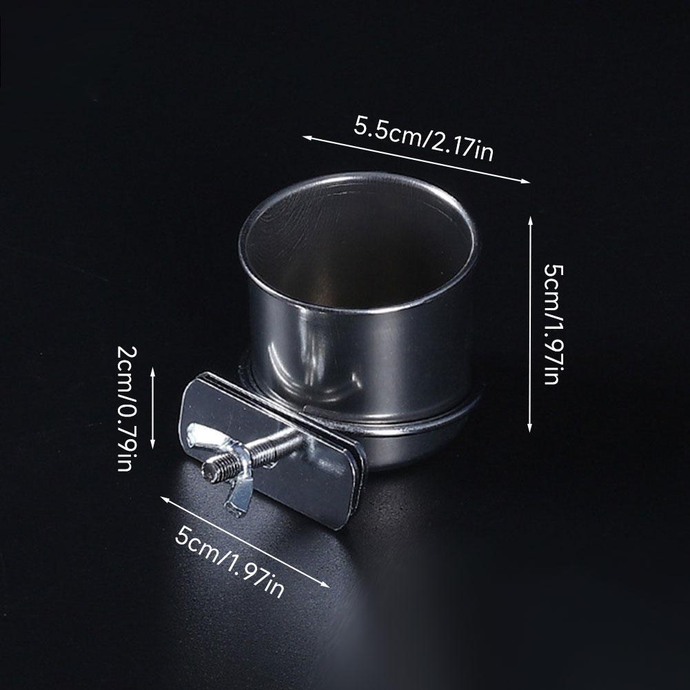 Parrot Feeding Cups Stainless Steel Food Water Bowls with Clamp Holder Bird Cage Feeders for Parakeet Small Animals