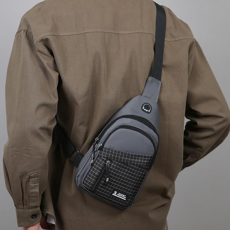 Chest Bag Men's Water-repellent Crossbody Bag Outdoor Large Capacity Multi-layer Shoulder Bag