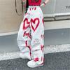 Dětské Hip Hop Módní Kalhoty na Stahování s Potiskem pro Dospívající Dívky Cool Y2K Streetwear Kalhoty se Srdcem Graffiti 5-14 let