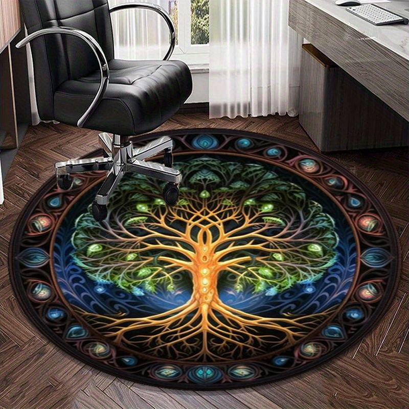 Yin-yang Tree Of Life Round Carpet Chair Cushion Round Entryway Rug, Soft Round Rugs for Living Room, Bedroom, Circle Carpet Decor Gifts