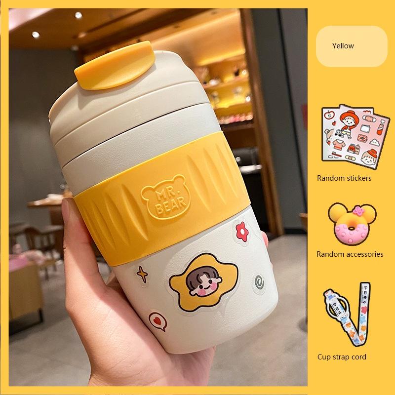 Stylish 370ml Insulated Water Bottle For Children With Convenient Straw And Strap