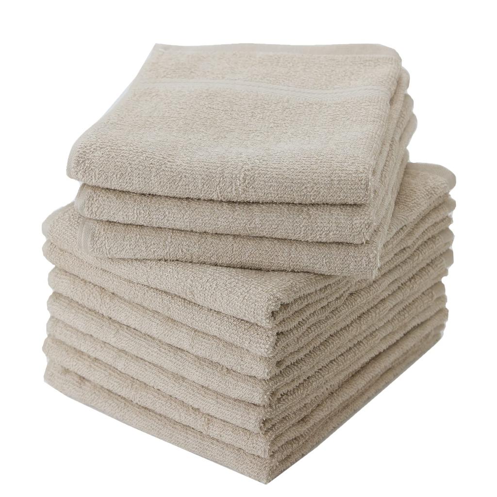Senshu Towel Face Thin Made In Commercial Set of Beige Towels, (180 Momme), Japan, 100% Cotton, Absorbent, Quick-Drying, Use, 10,