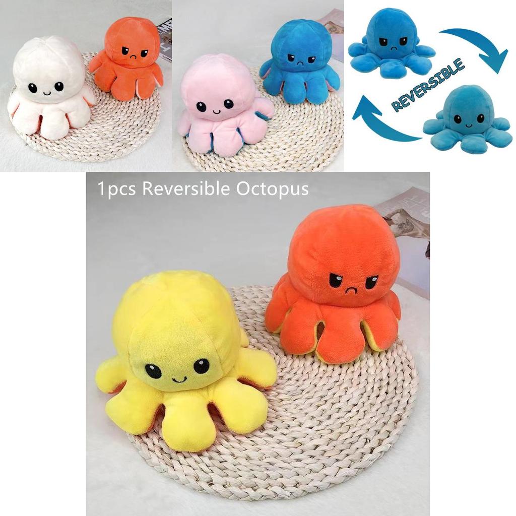 Adorable Double-sided Flip Reversible Octopus Plush Toy For Kids Soft And Cuddly Marine Life Stuffed Animal