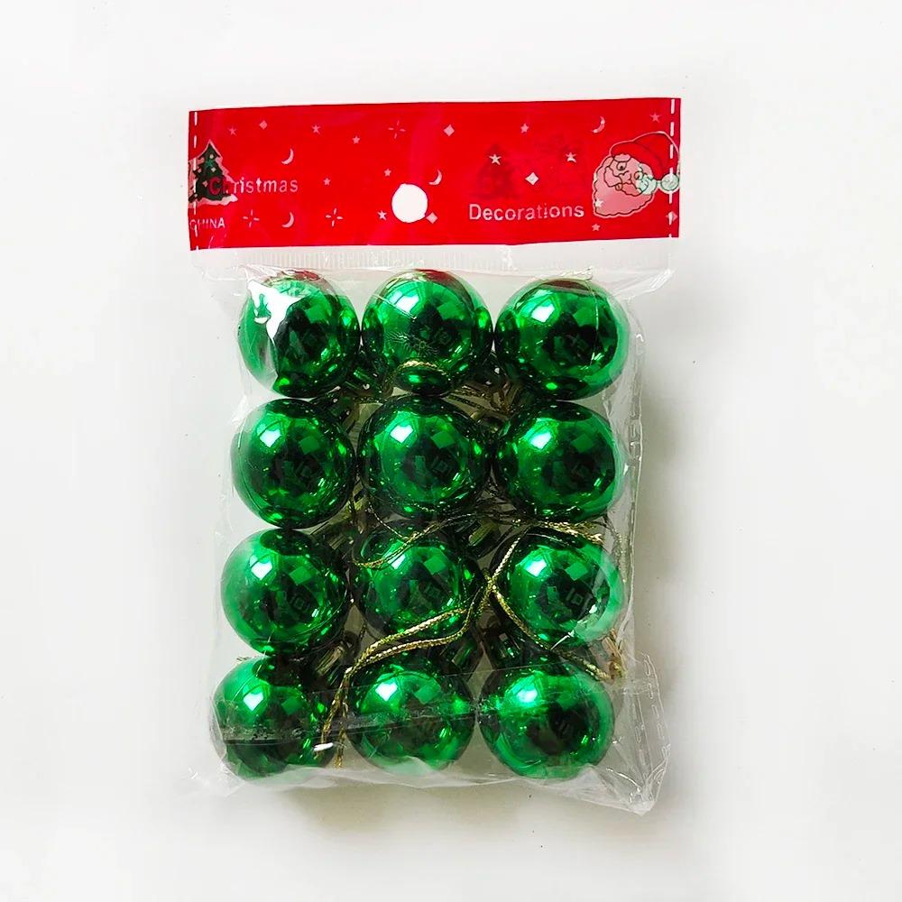 12Pcs /Christmas Balls Christmas Tree Hanging Ornament Plastic Red Green Gold Ball Pendant Christmas Decoration