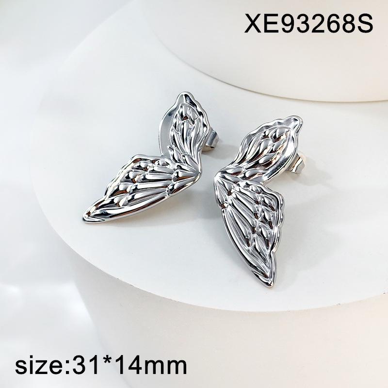 Gold Plated Titanium Steel Angel Wing Butterfly Earrings for Women - Elegant European & American Fashion