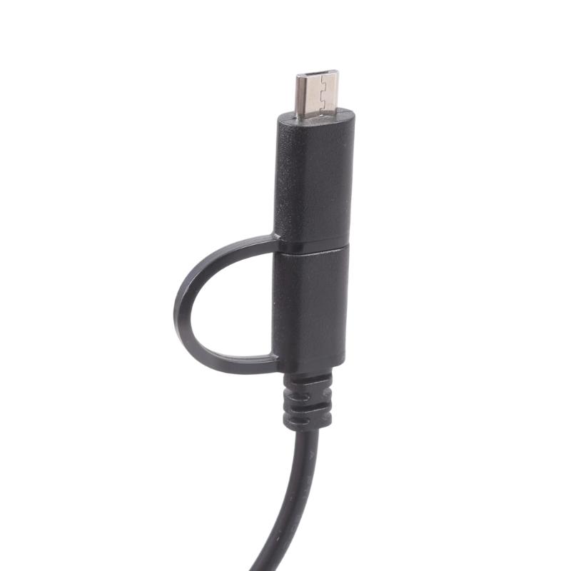 Double Output Charging Cord Featuring Type C And USB 5Pin Connectors With Integrated Switches For 5V 3A Gadgets