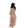 Vintage pure floral dress, new women's summer design niche French high-end slip long dress