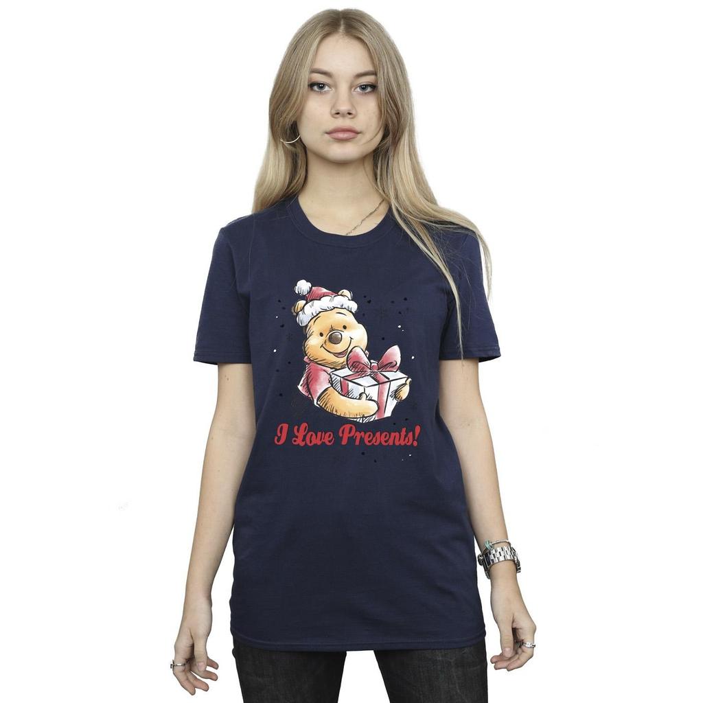 Disney Womens/Ladies Winnie The Pooh Love Presents Cotton Boyfriend T-Shirt
