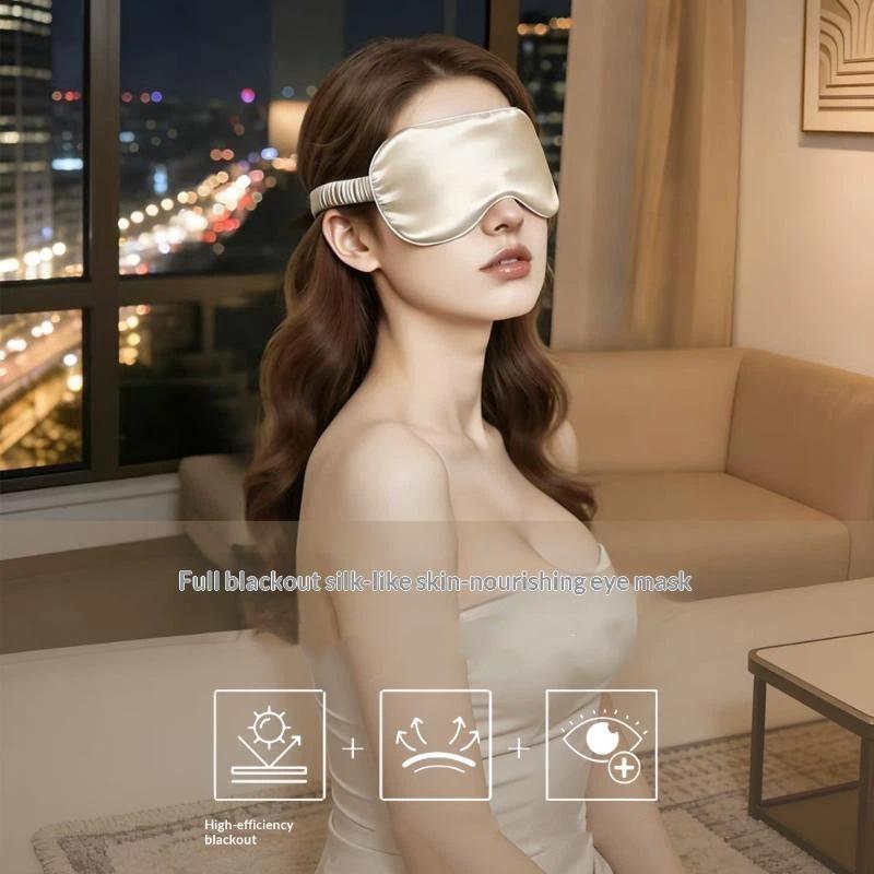 Double Sided Silk Eye Mask for Men Women Light Blocking Breathable for Travel Home Sleep Nap Rest