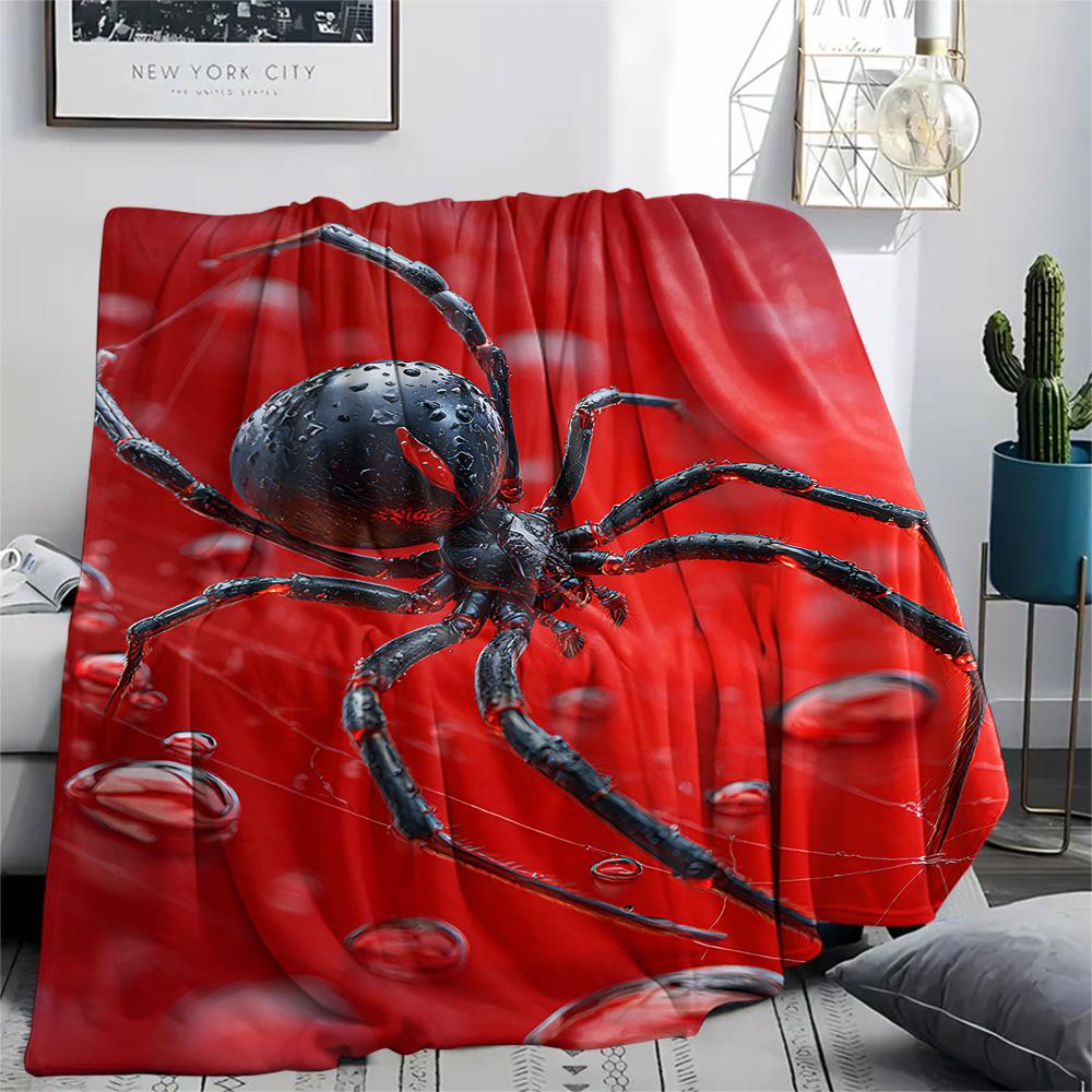 Spider Print Flannel Blanket, High quality Comfortable for All Seasons, Home Decor, Warmth and Comfort, Perfect for Christmas Gifts