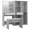 Vidaxl Dressing Table Set with LED Lighting, Sonoma Oak Grey