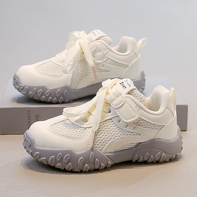 

Putian factory children s sports shoes 2025 new student boys soft-soled dad shoes girls outdoor running 37 бежевый