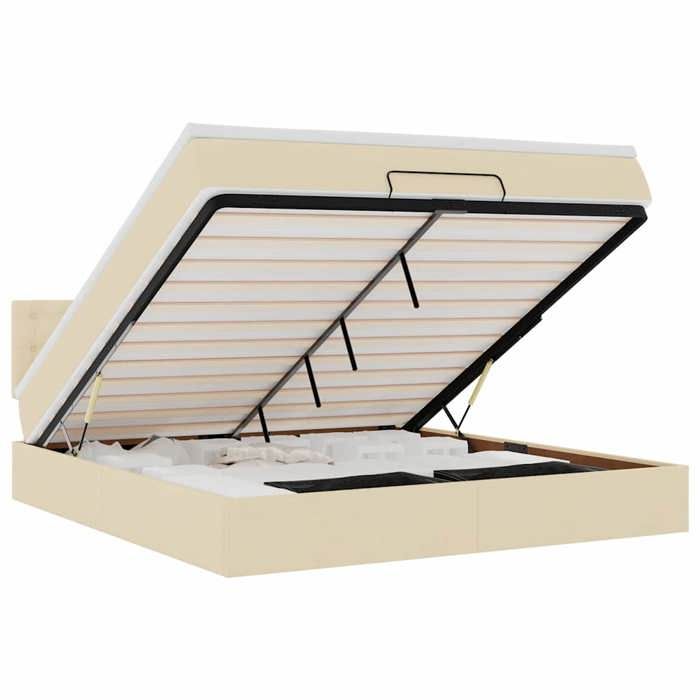 VidaXL Cadre de lit ottoman avec matelas crème 180x200 cm tissu 3311648
