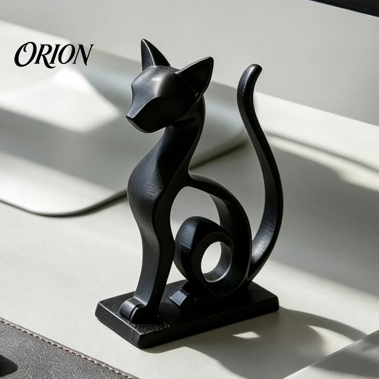 Dekorative Heimdekorationen Minimalistische 3D-gedruckte Katzenfigur, Tierstatuen-Ornament, Kreative Schlafzimmerdekoration Kleine Schreibtischskulptur für