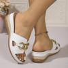 New Ladies Shoes Open Toe Women's Slippers Plus Size Outdoor Casual Slippers Women Metal Decoration Round Toe Wedges Sandals