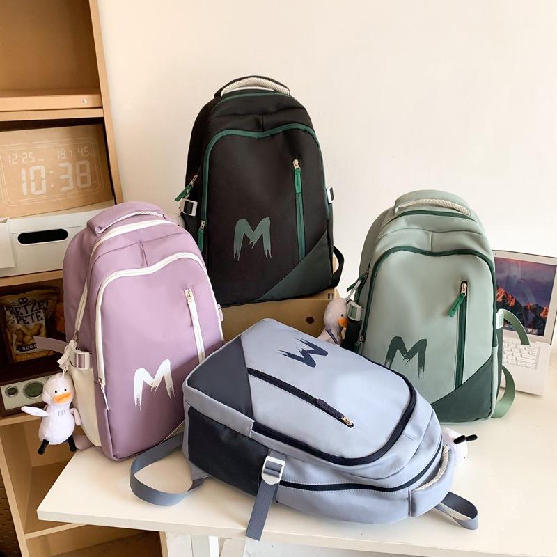 Schoolbag Anti-splashing schoolbag Student high-value backpack Couple Japanese simple fashion versatile large-capacity nylon backpack