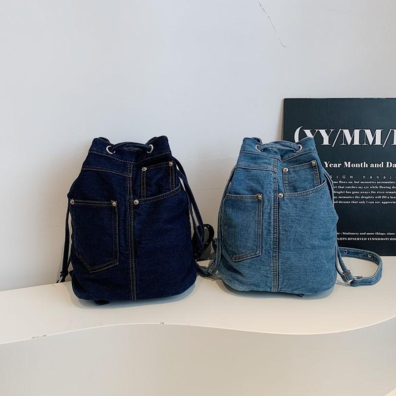 Multifunctional Denim Bag Women's Large Capacity Crossbody Bag Shoulder Class Commuter Backpack