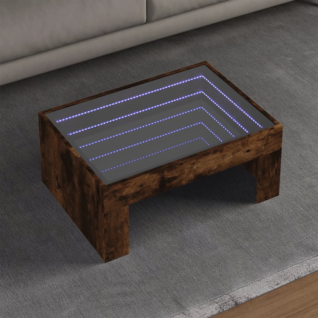 Infinity LED Coffee Table in Smoked Oak 70 x 50 x 30 cm