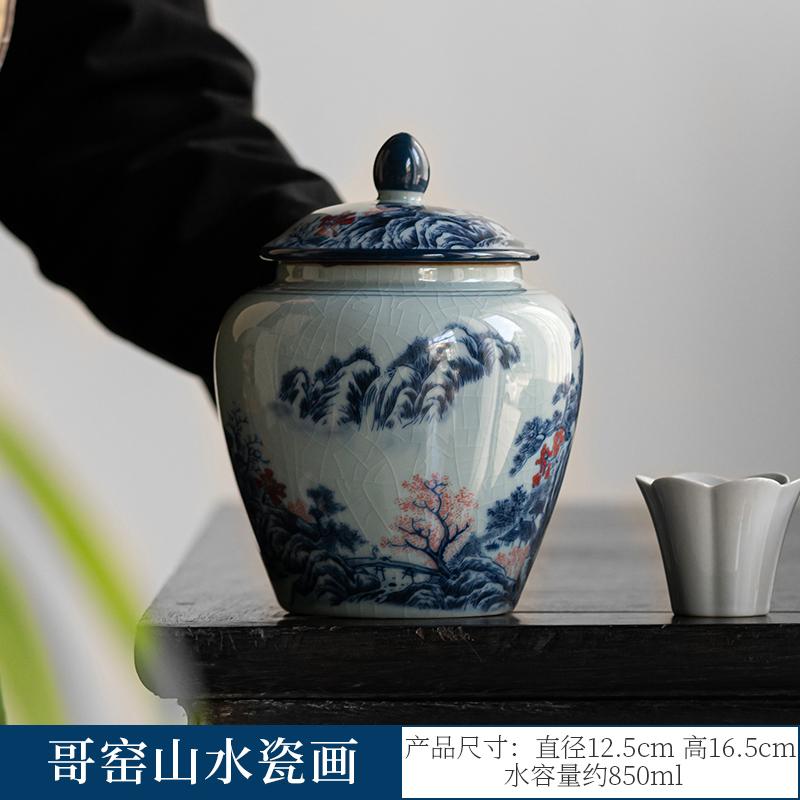Chinese Retro Ceramic Tea Jar with Lid Tabletop Decoration Jar Dried Fruit Candy Snack Tea Jar Colorful Ceramic Container