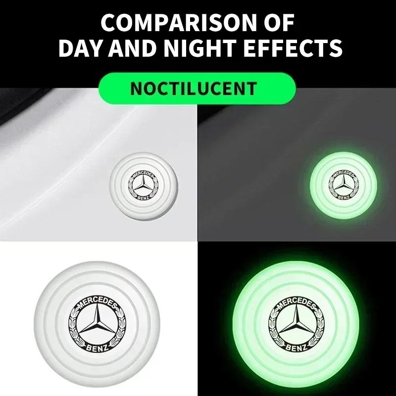 4Pcs Luminous Shock Absorber Car Door Silicone Anti Shock Pad For Mercedes Benz B/C/E/S Class A Class C200L GLC CLA accessories KF5