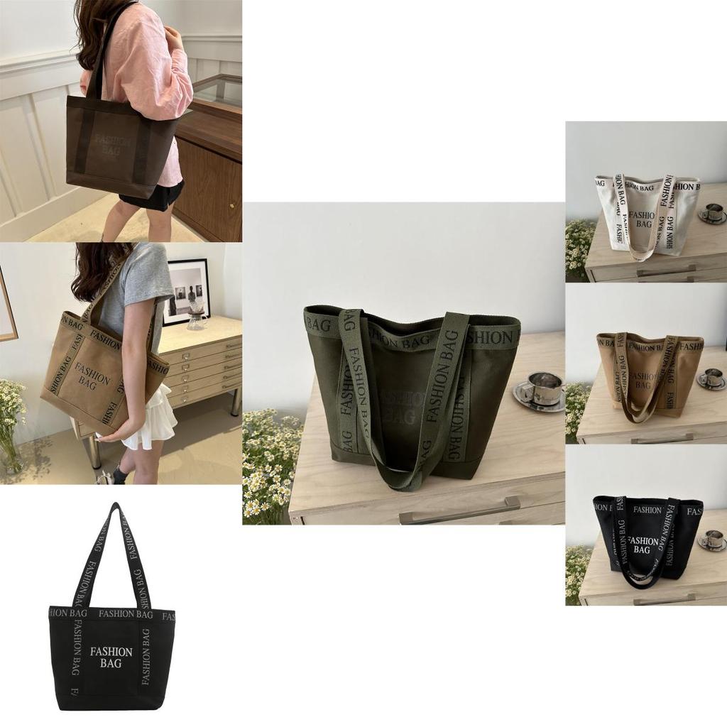 Large Capacity Canvas Tote Bag For Women 2024 Spring New Stylish Letter Design