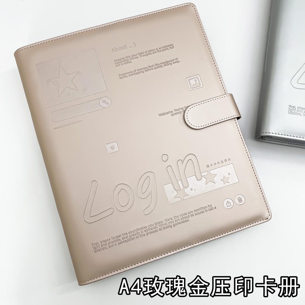 A4 Silver Embossed Card Album K-Pop Photocard Binder, Photo Sleeve, Polaroid & Postcard Holder, Large Collectible Organizer