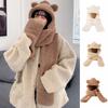 Thickened Bear Ear Plush Beanie Earmuffs Fleece Scarves Hat Cute Plush Scarf Hat Gloves  Ladies