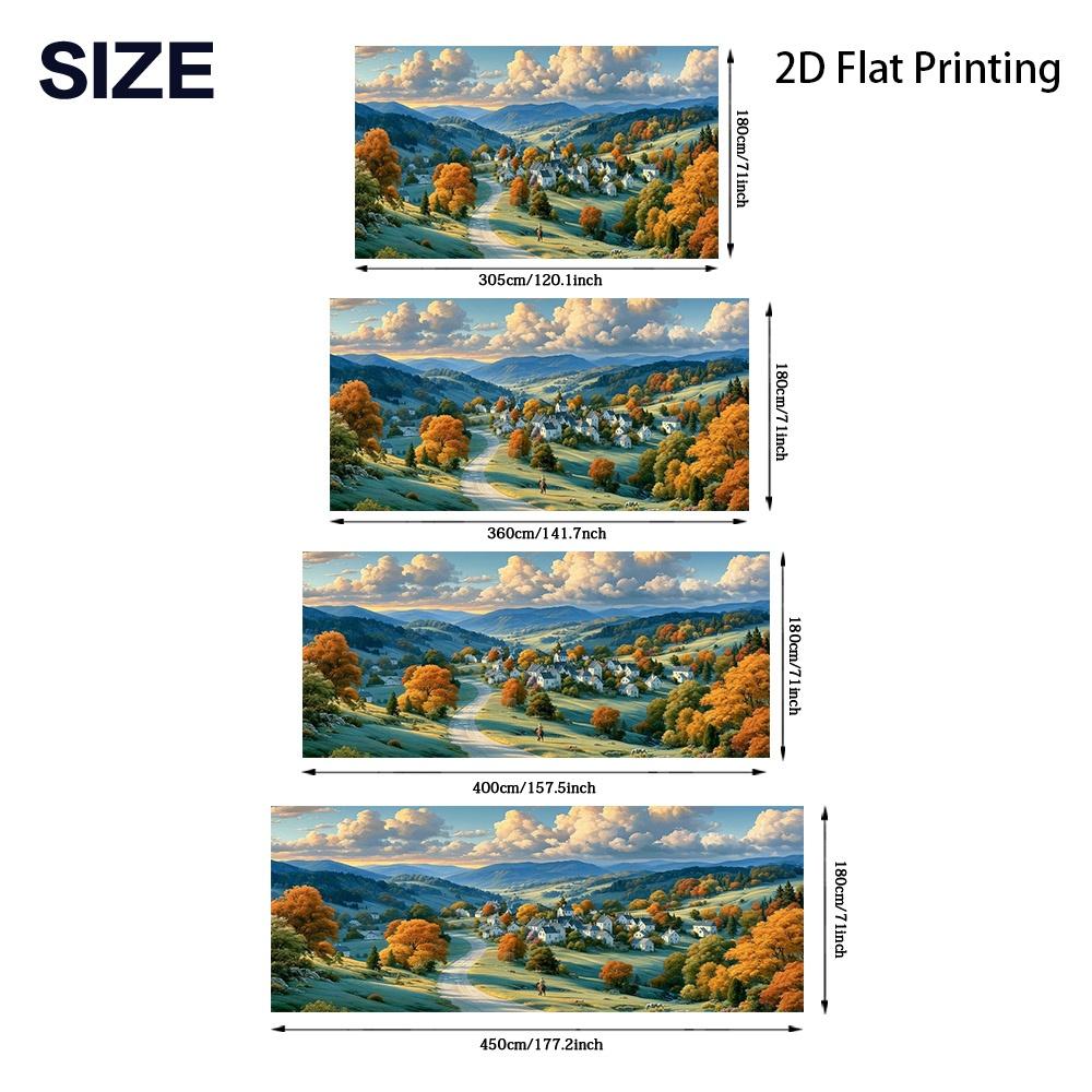 2D plane, 1 piece of autumn village landscape banner, suitable for garden and driveway decoration