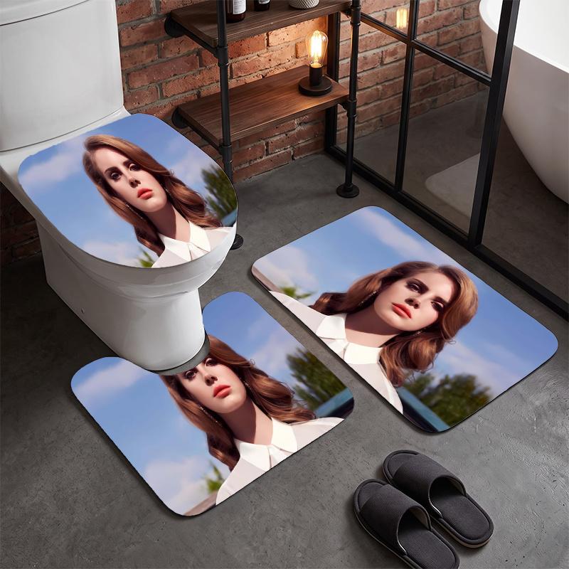 Lana Del Rey (15)Flannel Toilet 3 Piece Set Soft Bathroom Rug Non-Slip Toilet Seat Cover Bathroom Home Decor