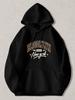 Black Pullover Hoodie with Brooklyn 1898 New York Graphic Print Casual Long Sleeve Sweatshirt with Kangaroo Pocket for Daily Wear